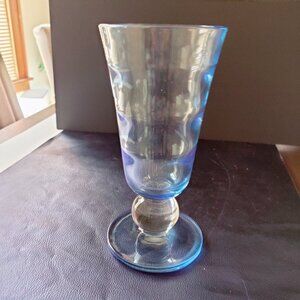 Tiffin Vase, Optic Copen Blue, with a Crystal Ball Stem. Vintage 1950s